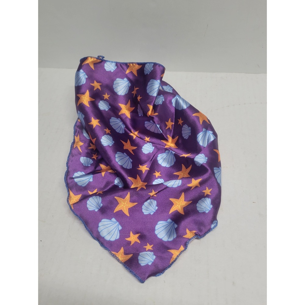 Purple Satin Nautical Seashell Starfish Triangle Bandana Scarf Mermaidcore